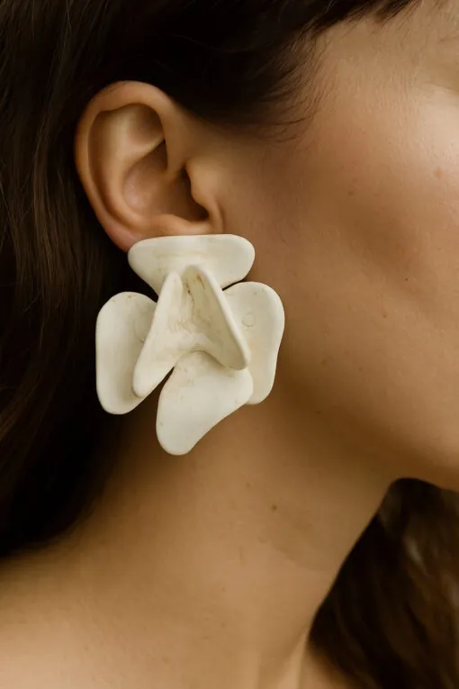 Vegan Ivory Flower Earrings