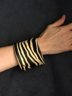 Alternative view of Vegan Ivory & Black Bangle - Size L - XL