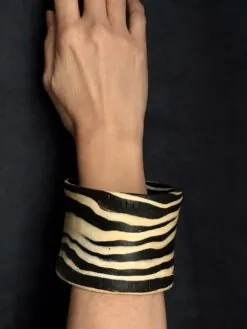 Vegan Ivory & Black Bangle - Size L - XL