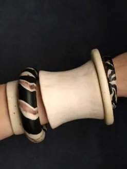 Vegan Ivory & Black Bangle Set (Set of 5) - Size M