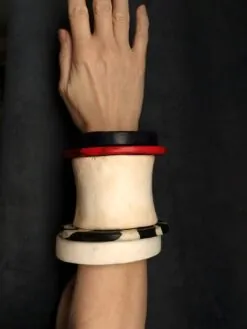 Alternative view of Vegan Ivory, Black & Red Bangle Set (Set of 5) - Size M - L