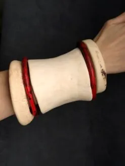 Vegan Ivory & Red Bangle Set (Set of 5) - Size L - XL