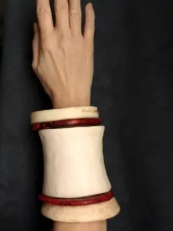Alternative view of Vegan Ivory & Red Bangle Set (Set of 5) - Size L - XL