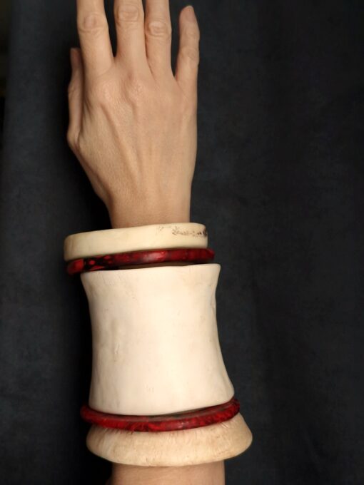 Vegan Ivory & Red Bangle Set (Set of 5) - Size L - XL - Image 2