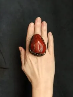 Alternative view of Red Jasper Stone Ring - Size 7.5