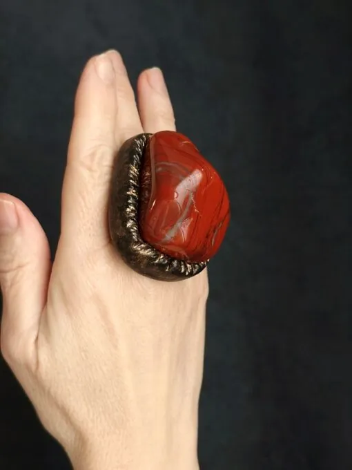Red Jasper Stone Ring - Size 7.5 - Image 3