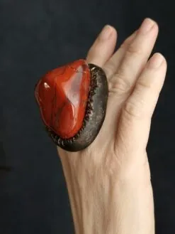 Red Jasper Stone Ring - Size 7.5