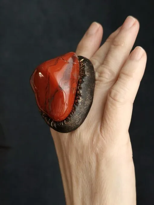 Red Jasper Stone Ring - Size 7.5