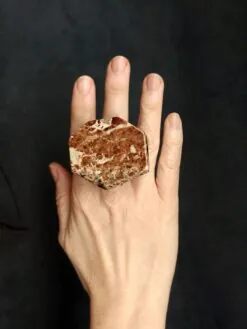 Alternative view of Garnet Limestone Ring - Size 7