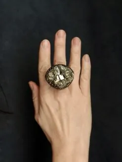 Alternative view of Pyrite Stone Ring - Size 9