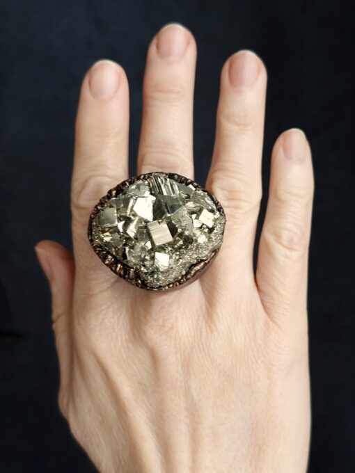 Pyrite Stone Ring - Size 9 - Image 4