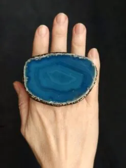 Alternative view of Blue Sliced Agate Ring - Size 8