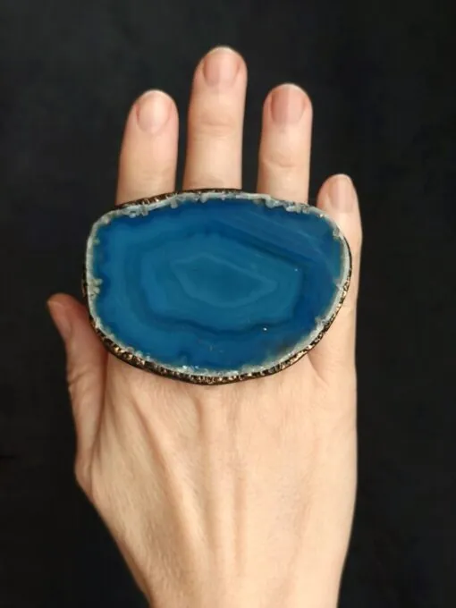 Blue Sliced Agate Ring - Size 8 - Image 2