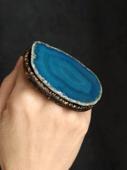 Blue Sliced Agate Ring - Size 8 - Image 3