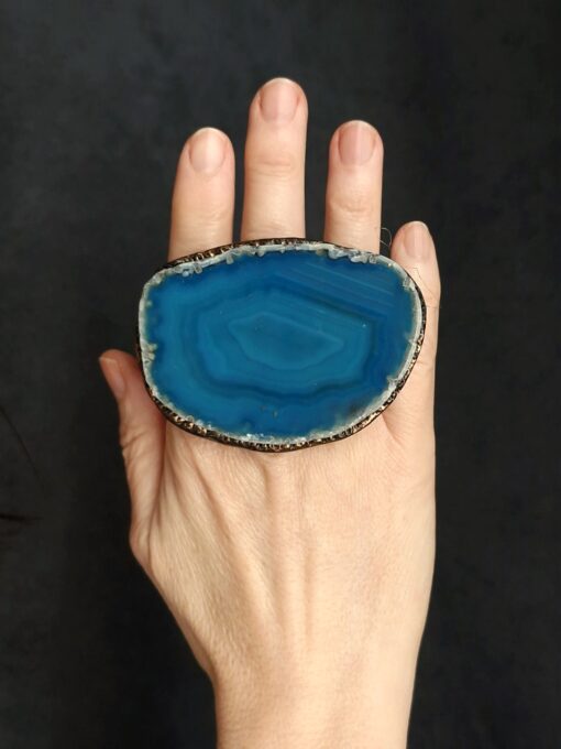 Blue Sliced Agate Ring - Size 8 - Image 6