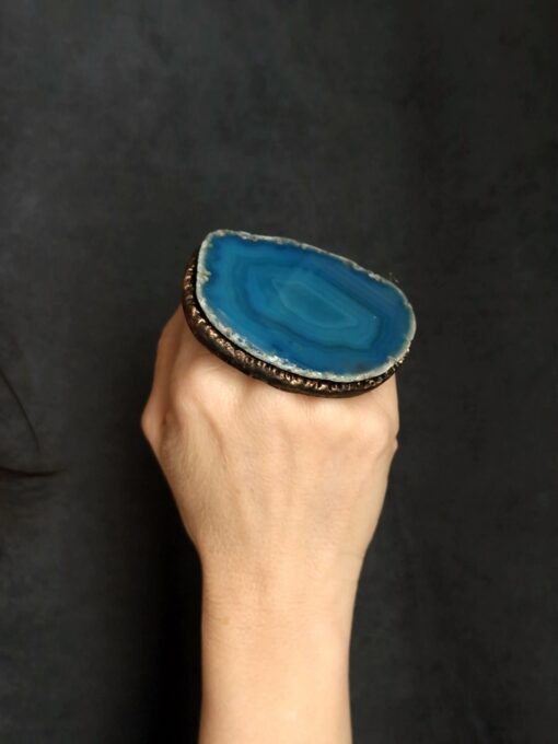 Blue Sliced Agate Ring - Size 8 - Image 4