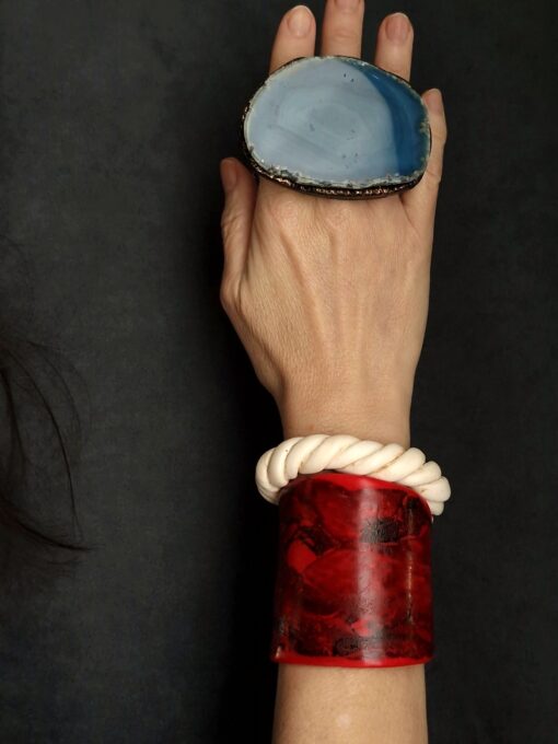 Blue Sliced Agate Ring - Size 8 - Image 7