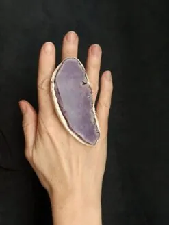 Alternative view of Purple Sliced Agate Ring - Size 7.5