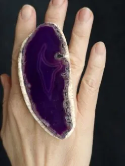 Purple Sliced Agate Ring - Size 7.5