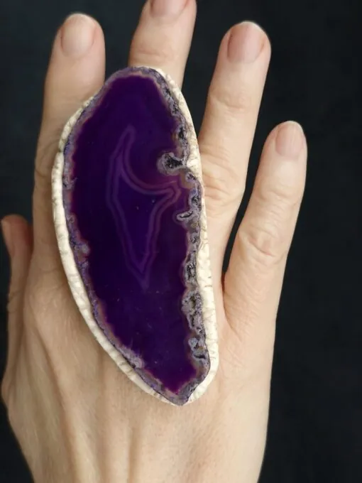Purple Sliced Agate Ring - Size 7.5