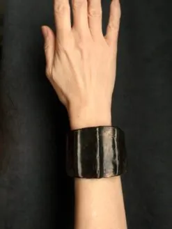 Alternative view of Black with Gold Sheen Baroque Cuff - Size M