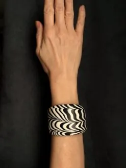 Alternative view of Vegan Ivory & Black Flat Cuff - Size S - M