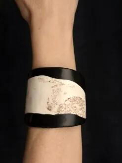 Black & Vegan Ivory Flat Cuff - Size M - L
