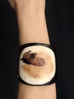 Vegan Ivory & Black Flat Cuff - Size M
