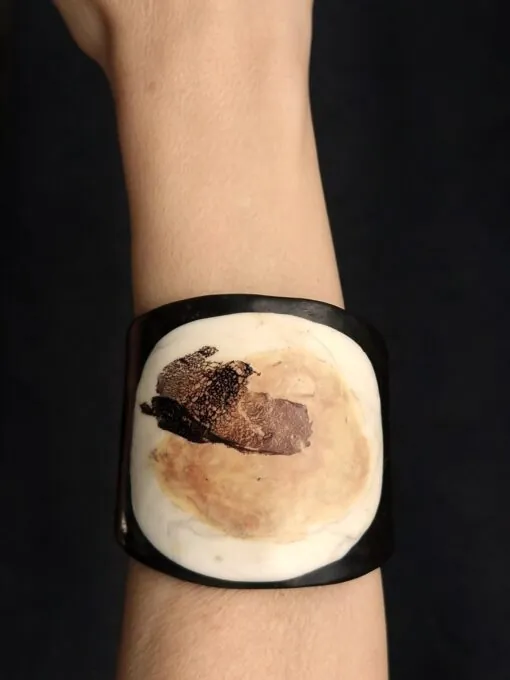 Vegan Ivory & Black Flat Cuff - Size M