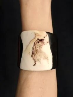 Vegan Ivory & Black Flat Cuff - Size S