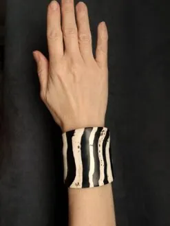 Alternative view of Vegan Ivory & Black Flat Cuff - Size M