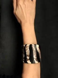 Alternative view of Vegan Ivory & Black Flat Cuff - Size L