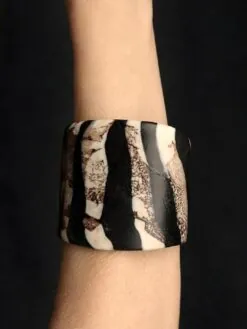 Vegan Ivory & Black Flat Cuff - Size L