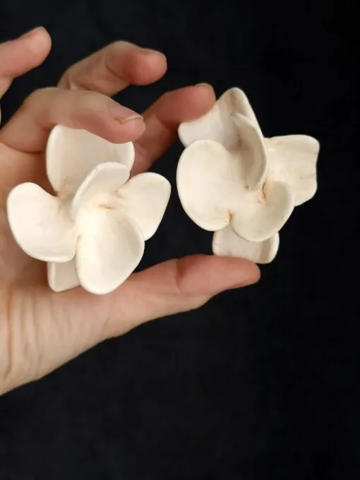 Vegan Ivory Flower Earrings - Image 2