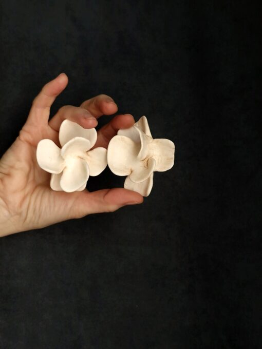 Vegan Ivory Flower Earrings - Image 4
