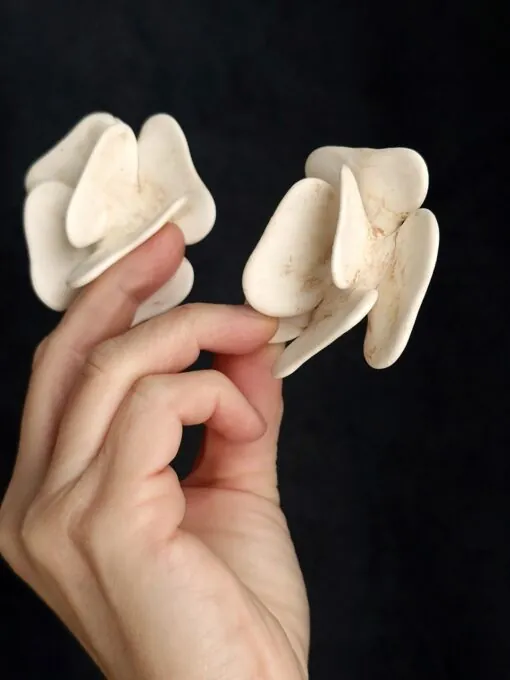 Vegan Ivory Flower Earrings - Image 5