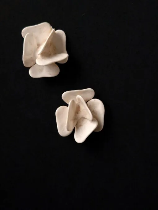 Vegan Ivory Flower Earrings - Image 3