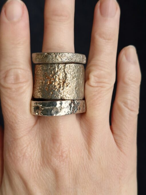White Bronze Plated Alloy Rings (Set of 3)- Size 11.5 - Image 3