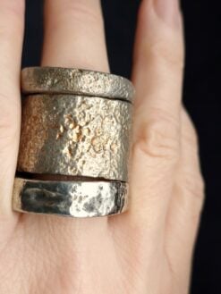 White Bronze Plated Alloy Rings (Set of 3)- Size 11.5