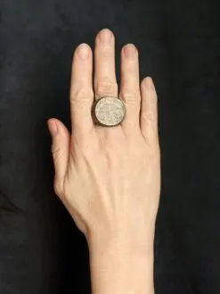 Alternative view of White Bronze Plated Alloy Ring - Size 6