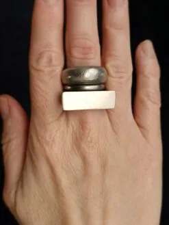 White Bronze Plated Alloy Rings (Set of 3) - Size 6.5