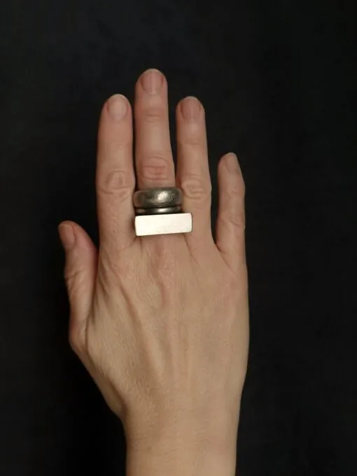 White Bronze Plated Alloy Rings (Set of 3) - Size 6.5 - Image 3
