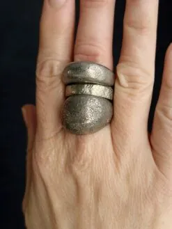 Alternative view of White Bronze Plated Alloy Rings (Set of 3) - Size 6.5