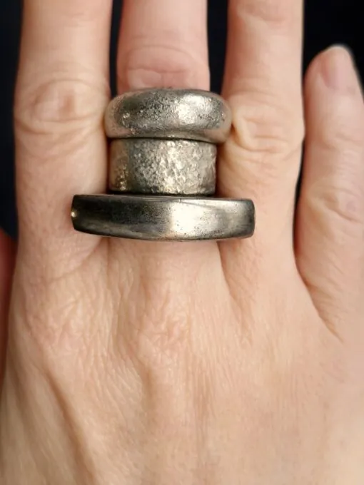 White Bronze Plated Alloy Rings (Set of 3) - Size 6.5
