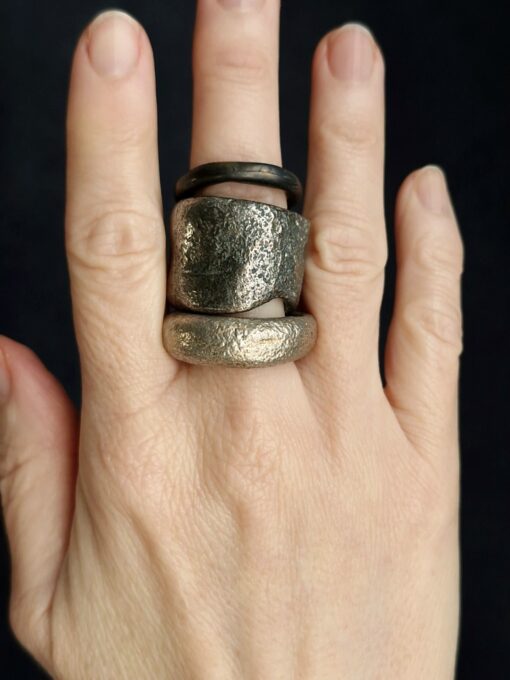 White Bronze Plated Alloy Rings (Set of 3) - Size 8 - Image 3