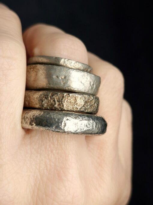 White Bronze Plated Alloy Rings (Set of 4) - Size 8.5