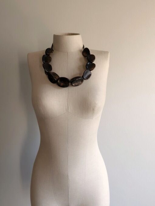 Black with Gold Sheen Pod Necklace (Adjustable Length) - Image 4