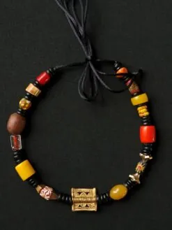 Yellow, Orange, Red & Nickle Free Gold-plated Necklace (Adjustable Length)