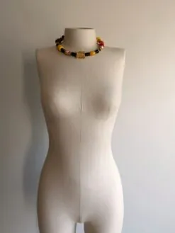 Alternative view of Yellow, Orange, Red & Nickle Free Gold-plated Necklace (Adjustable Length)