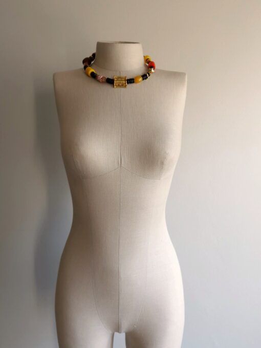 Yellow, Orange, Red & Nickle Free Gold-plated Necklace (Adjustable Length) - Image 2